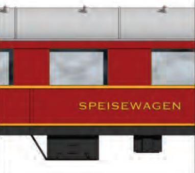 Zustand 1952-1972, Wagennr. 1239, Farbe rot, Typ Speisewagen, Innenbeleuchtung und Tischlampen digital schaltbar, 5 Wagen ab 750€